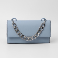 Цепочка для сумки, с карабинами, металлическая, плоская, 29 &times; 19 мм, 30 см, цвет серебряный