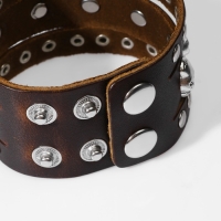 Браслет кожа &laquo;Череп&raquo; точки, цвет коричневый с серебром, 23 см