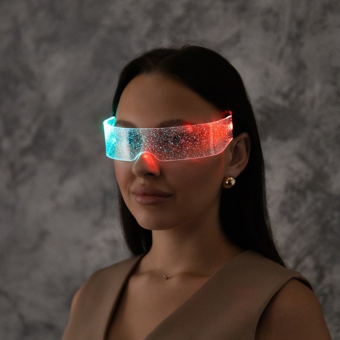 Светодиодные очки Светодиодные очки "Сияние", 14.5x4.5x18 см, CR2032x2 (в компл.), 3 режима, RGB
