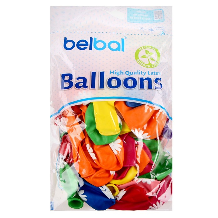 Шар латексный 12" &laquo;Ромашки&raquo;, набор 50 шт., цвета МИКС