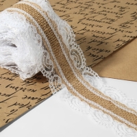Лента из джута «Кружево», 60 мм, 4,5 ± 0,5 м, цвет белый Лента из джута «Кружево», 60 мм, 4,5 ± 0,5 м, цвет белый