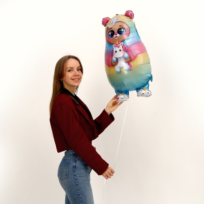 Воздушный шар фольгированный 30 Воздушный шар фольгированный 30" «Мишка-единорог», набор 3 шт.