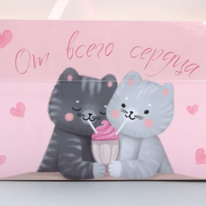 Коробка для капкейка, кондитерская упаковка, 4 ячейки &laquo;От всего сердечка&raquo;, 16 х 16 х 10 см