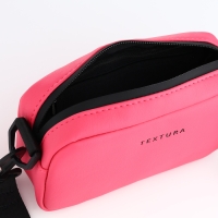 Сумка женская на молнии, TEXTURA, маленький размер, длинный ремень, цвет фуксия