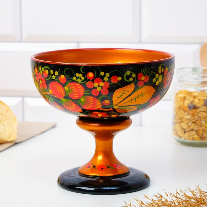 Конфетница,  14&times;14 см, хохлома