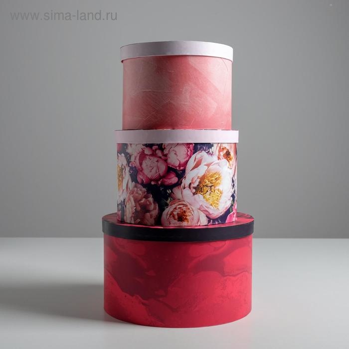 Набор коробок 3 в 1, упаковка подарочная, &laquo;Цветы&raquo;, 18 х 18 х 13‒25 х 25 х 15 см