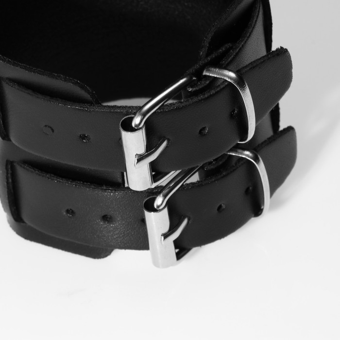 Браслет мужской &laquo;Манжета&raquo; на ремешке, двойной, цвет серебряно-чёрный, 27 см