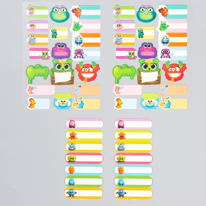 Термобирки для одежды. Набор именных термонаклеек для маркировки детских вещей «Яркие монстрики», 52 шт Термобирки для одежды. Набор именных термонаклеек для маркировки детских вещей «Яркие монстрики», 52 шт