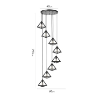 Светильник-каскад "Треугольник" 8хЕ27 40Вт черный 60х60х290 см Светильник-каскад "Треугольник" 8хЕ27 40Вт черный 60х60х290 см