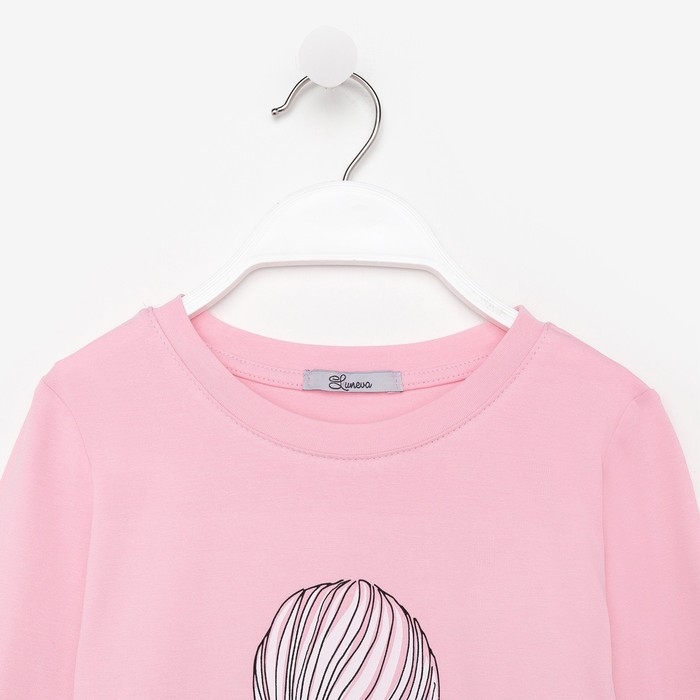 Лонгслив для девочки, цвет пудра, рост 140 см
