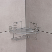 Полка настенная, с мыльницей, 20&times;20&times;15,5 см, цвет хром