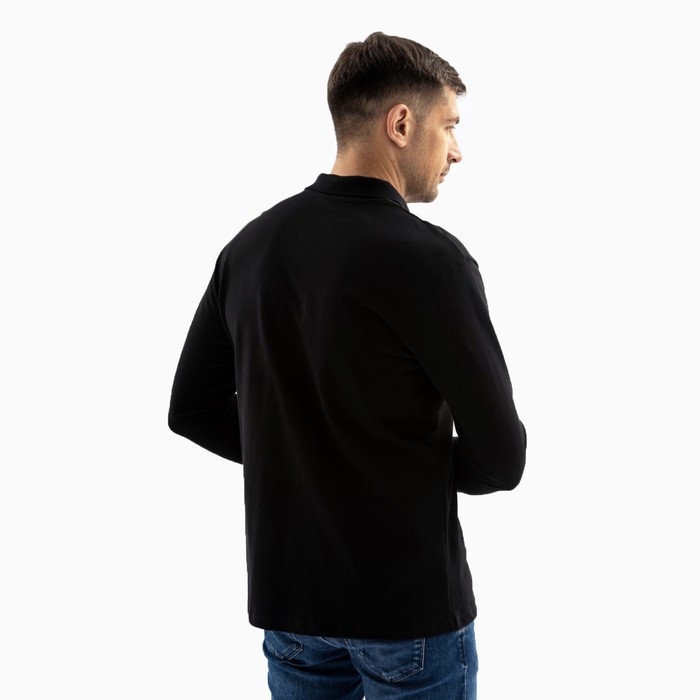 Поло мужское с длинным рукавом, цвет чёрный, размер 50