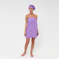 Набор для бани и ванной Этель &laquo;Вафля&raquo; полотенце 70*140 см+чалма 21*25 см, цв.фиолетовый