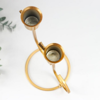 Подсвечник металл на 2 свечи "Ноты" золото 20х9х12.5 см