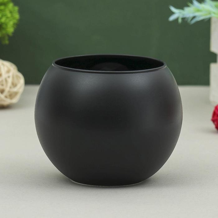 Ваза "Пять вечеров" чёрная матовая,  шаровая  10х12х12см,  1л