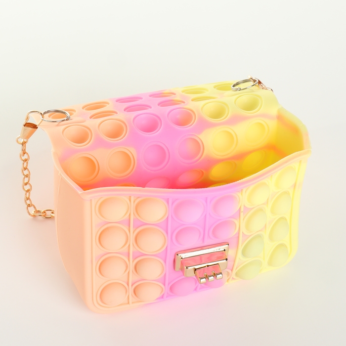 Сумка детская для девочки на замке «Выбражулька», pop it, цвет бежевый/розовый/жёлтый Сумка детская для девочки на замке «Выбражулька», pop it, цвет бежевый/розовый/жёлтый