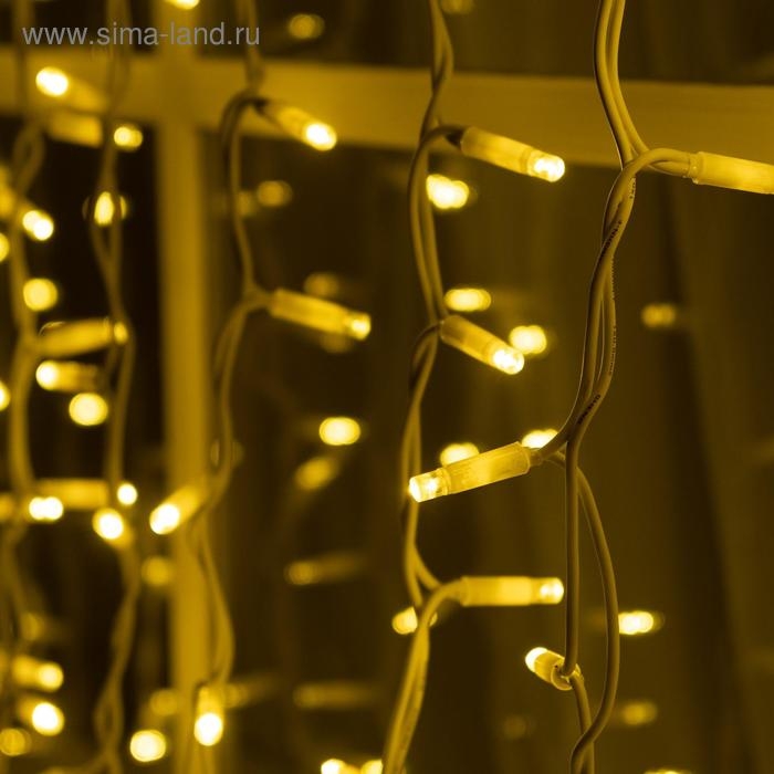 Гирлянда &laquo;Занавес&raquo; 2 &times; 3 м, IP65, УМС, белая нить каучук, 600 LED, свечение тёплое белое, 220 В