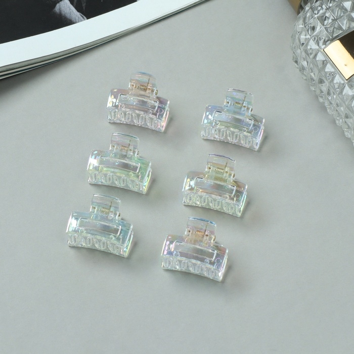 Краб для волос "Аванти" (набор 6 шт) прямой, 2,5 см, прозрачный