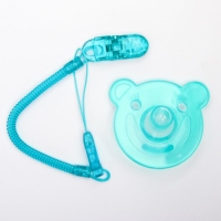 Соска - пустышка цельносиликоновая классическая &laquo;Мишка&raquo;, от 0 мес., с держателем, в контейнере, цвет зеленый