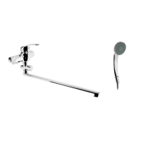 Смеситель для ванны ZEIN ZC2049, излив 40 см, картридж 35 мм, с душевым набором, хром Смеситель для ванны ZEIN ZC2049, излив 40 см, картридж 35 мм, с душевым набором, хром