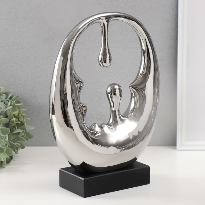 Сувенир керамика "Абстракция. Капли" серебро 8,8х24х34,5 см