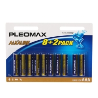 Батарейка алкалиновая Pleomax, AAA, LR03-10BL, 1.5В, блистер, 8+2 шт. Батарейка алкалиновая Pleomax, AAA, LR03-10BL, 1.5В, блистер, 8+2 шт.