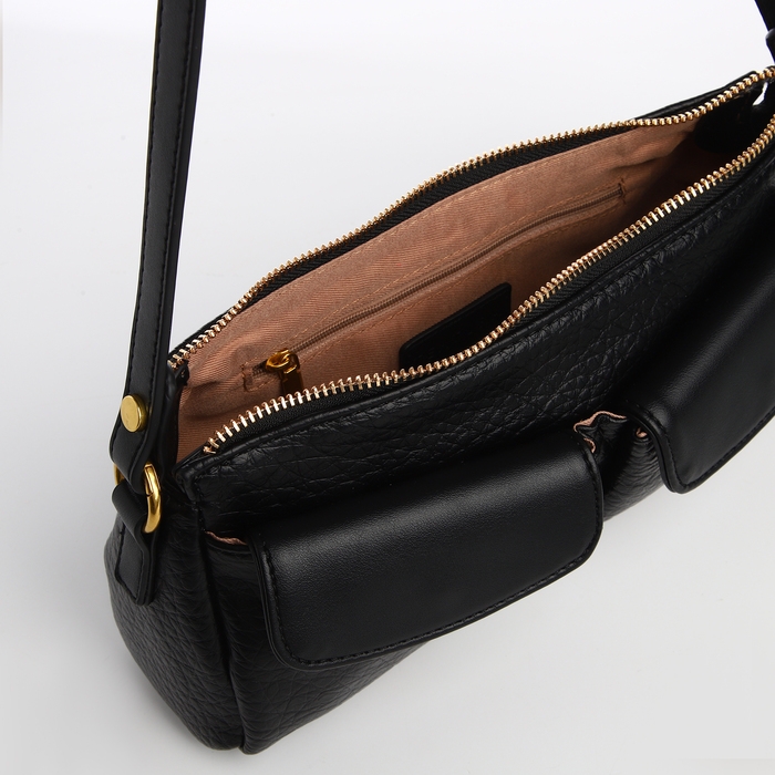 Сумка женская TEXTURA, средний размер, цвет чёрный