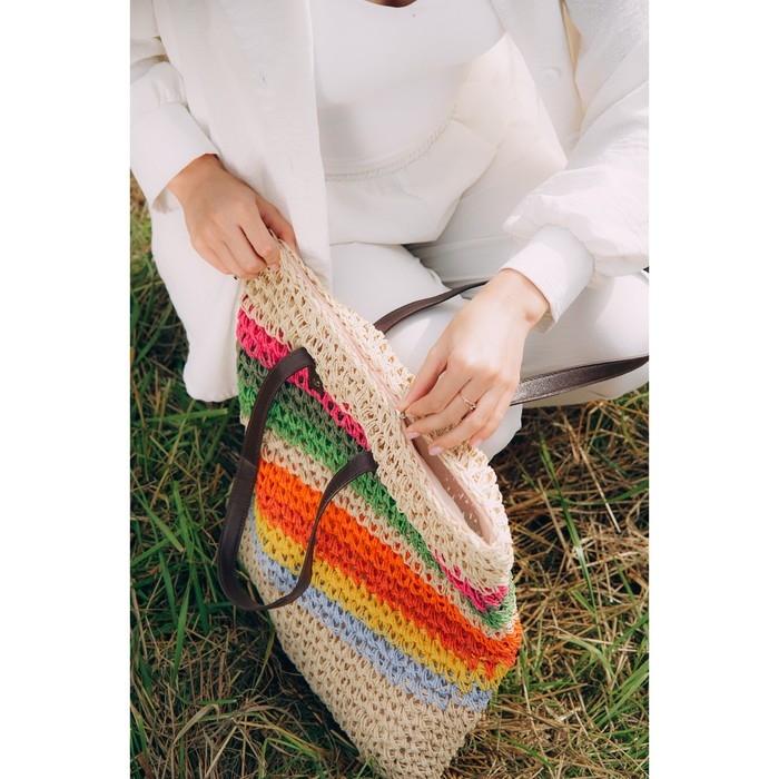 Сумка женская SL Home, ручное плетение, хлопок, длина ручек 28 см, 41&times;40 см