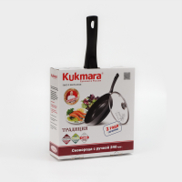 Сковорода &laquo;Традиция&raquo;, d=24 см, стеклянная крышка, съёмная ручка, антипригарное покрытие, цвет чёрный