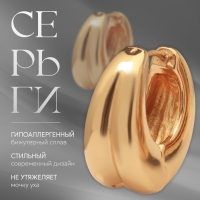 Серьги металл &laquo;Аккорд&raquo; двойной круг, цвет золото