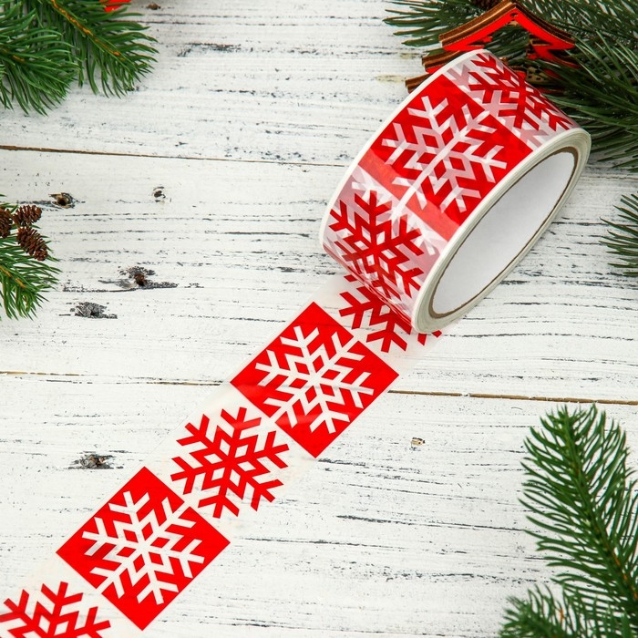 Скотч новогодний с логотипом Скотч новогодний с логотипом "Снежинки" 48*45м 45мкм