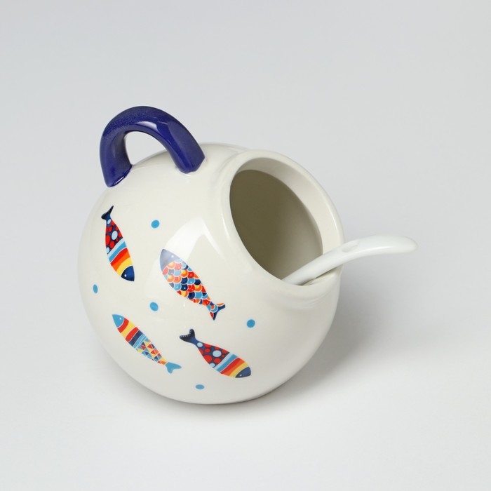 Сахарница с ложкой Доляна &laquo;Емеля&raquo;, 200 мл, цвет белый