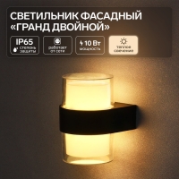 Светильник фасадный &laquo;Гранд двойной&raquo;, FSD-040, 10 Вт, 3000К, IP65, 220 В, пластик, черный