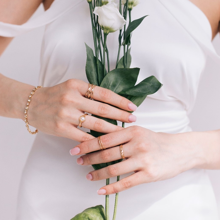 Кольцо набор 5 штук &laquo;Идеальные пальчики&raquo; венец, цвет белый в золоте