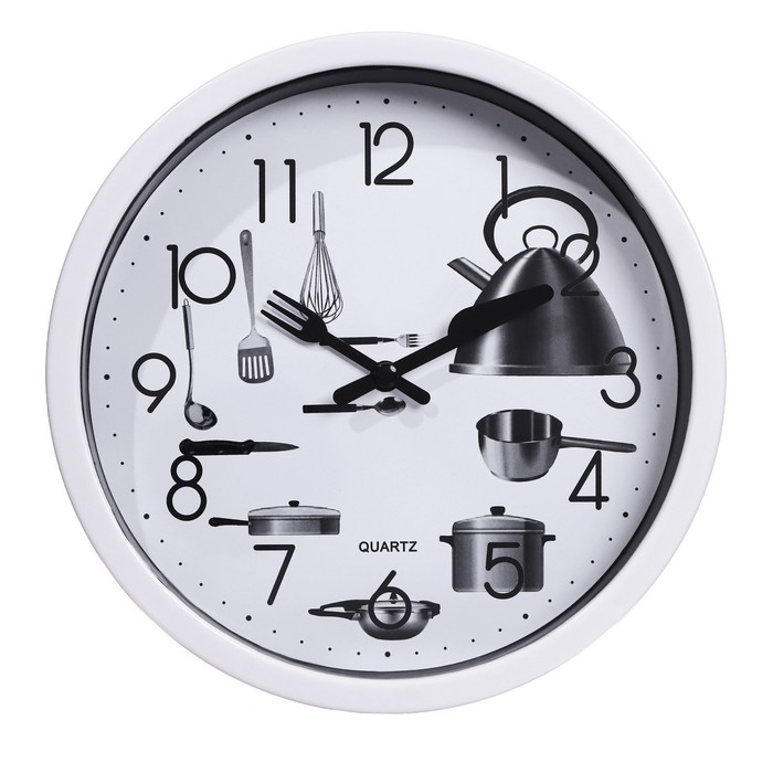 Часы настенные, для кухни, Часы настенные, для кухни, "Кухонные приборы", бесшумные, d-20 см