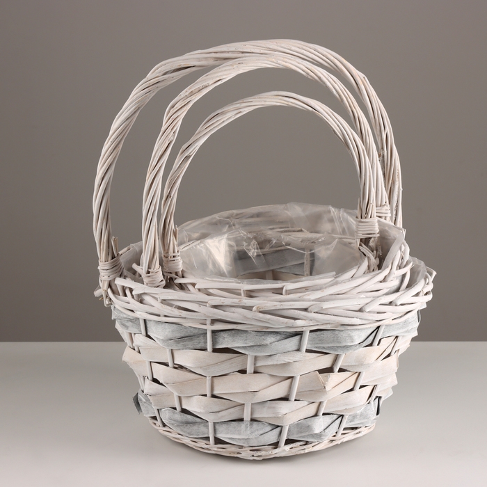 Набор корзин из 3 шт, D31x17xH38см, белый, ива