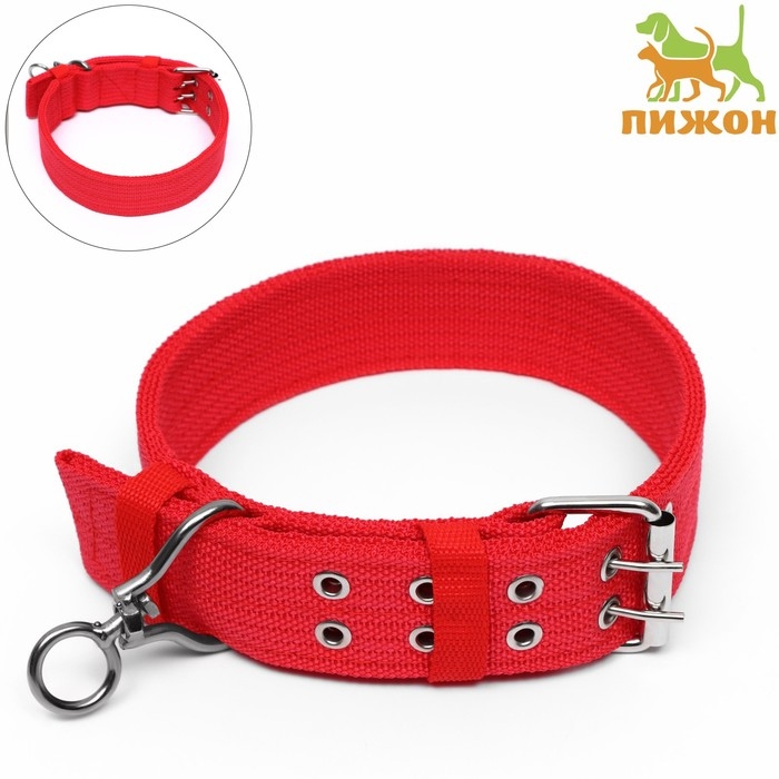 Ошейник четырехслойный с вертлюгом, 65 х 4 см, ОШ 54-60 см, полиэстер, красный Ошейник четырехслойный с вертлюгом, 65 х 4 см, ОШ 54-60 см, полиэстер, красный