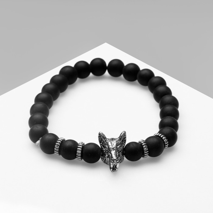 Браслет унисекс «Бастион» волк, цвет чёрный с чернёным серебром, d=7 см Браслет унисекс «Бастион» волк, цвет чёрный с чернёным серебром, d=7 см