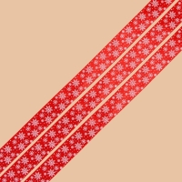 Лента атласная &laquo;Снежный вальс&raquo;, красная, 2 см &times; 5 м