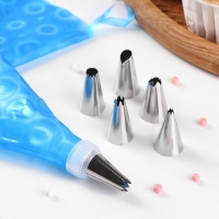 Набор кондитерский Доляна &laquo;Хоста&raquo;, 8 предметов: 6 насадок, адаптер, мешок кондитерский 31&times;17 см