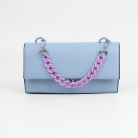 Цепочка для сумки, с карабинами, пластиковая, 23 &times; 17 мм, 30 см, цвет сиреневый/серебряный