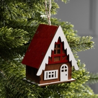 Подвеска световая "Зимний домик", 9х5.5х10 см, 1 LED, AG10x3 (в компл.), свечение тёплое белое