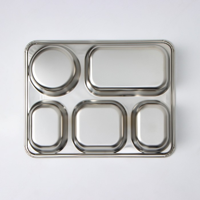 Поднос из нержавеющей стали, 5 секций, 28&times;22&times;4 см