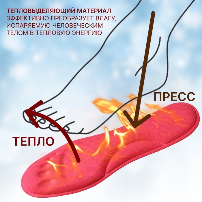 Стельки для обуви, утеплённые, с эффектом памяти, р-р RU до 40 (р-р Пр-ля до 42), 26 см, пара, цвет розовый Стельки для обуви, утеплённые, с эффектом памяти, р-р RU до 40 (р-р Пр-ля до 42), 26 см, пара, цвет розовый