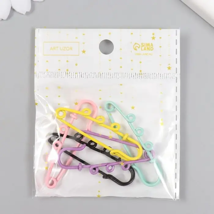 Декор для творчества металл "Булавка с петельками" МИКС 0,5х1,2х5 см