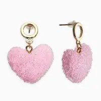 Серьги "Сердце сахарное", цвет розовый в золоте