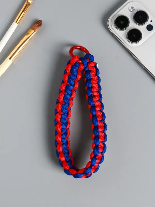 Брелок на карабине "Паракорд" шнур 0,5 см красно-синий 14,5х1,8х0,8 см