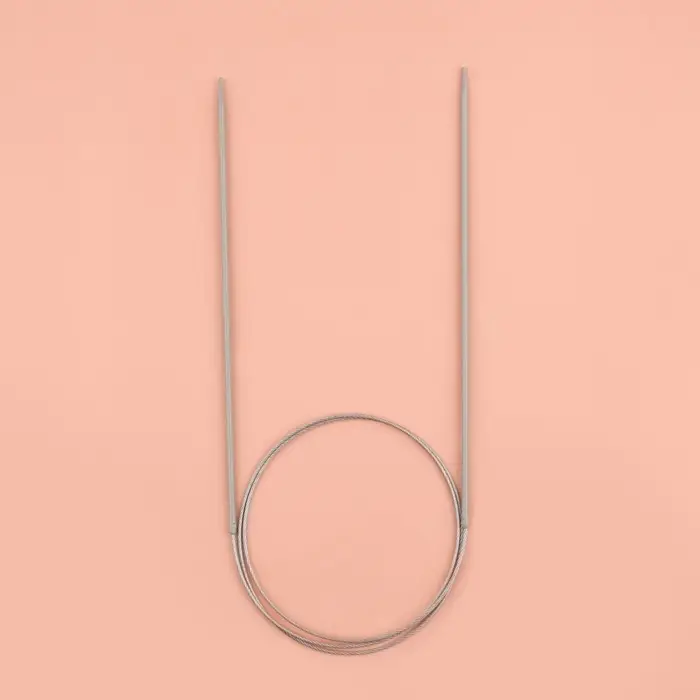Спицы круговые, для вязания, с тефлоновым покрытием, с металлическим тросом, d=2 мм, 14/80 см