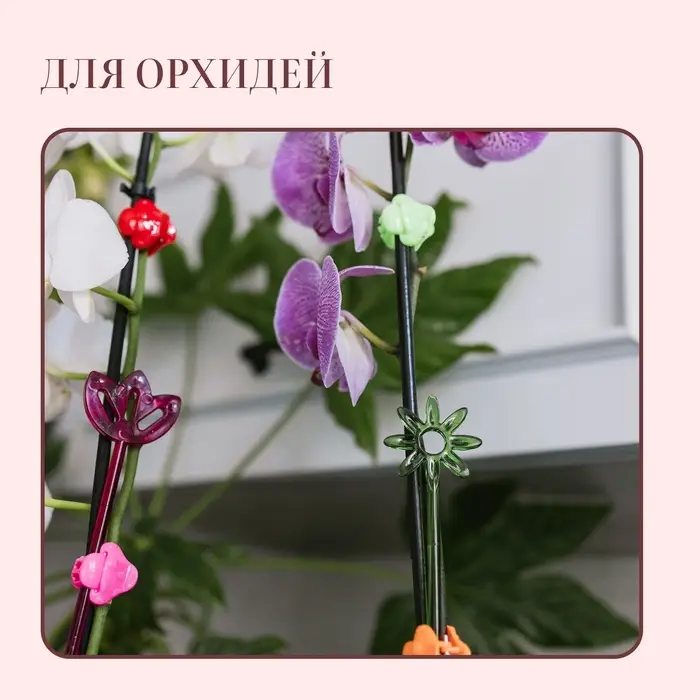 Опора для орхидей, h = 44 см, пластик, зелёная, МИКС