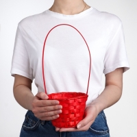 Корзина плетеная, бамбук, D13xH9.5/28 см, красный Корзина плетеная, бамбук, D13xH9.5/28 см, красный